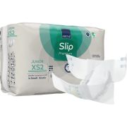 Abena Slip Junior XS2 är ett "allt-i-ett" inkontinensskydd för barn och juniorer. Antal: 128 st/krt (32 skydd/frp, 4 frp/krt). Höftmått: 40-60 cm. Absorption (Rothwell): 1377 ml (Absorption praktisk: 459 ml). Färgkod: Turkos.